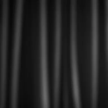 Close-up of the fabric texture of dark grey curtains