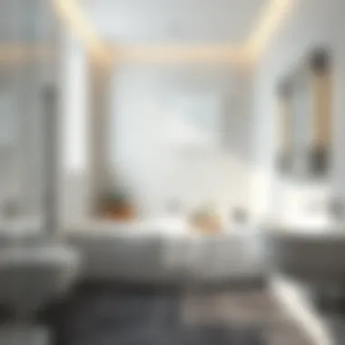 Modern bathroom featuring a stylish porcelain tile installation.