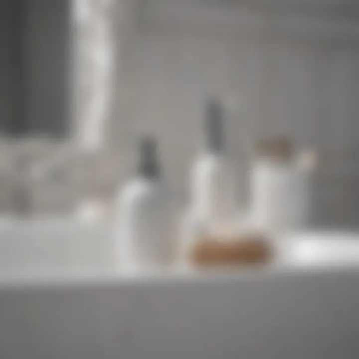 Close-up of white bath accessories showcasing texture and design