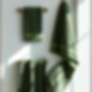 Eco-friendly army green bath towels draped elegantly