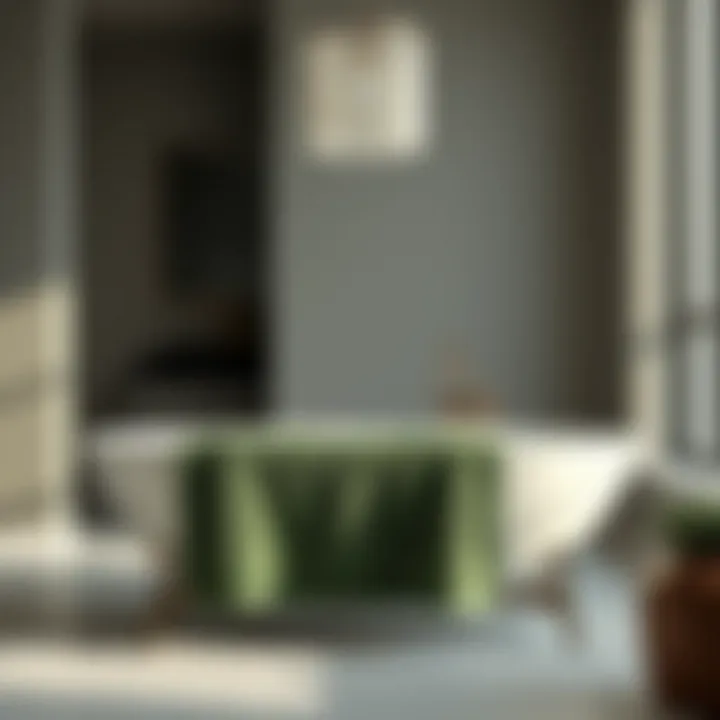 Luxurious army green bath towel displayed in a modern bathroom setting