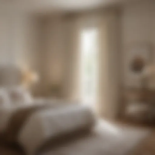 Elegant ivory curtains draping in a serene bedroom setting