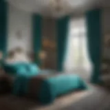 Elegant turquoise curtains enhancing bedroom aesthetics