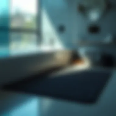 A stylish anti-slip mat in a minimalistic bathroom setting