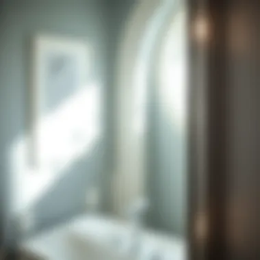 Close-up of the beveled edge detailing on a bathroom mirror