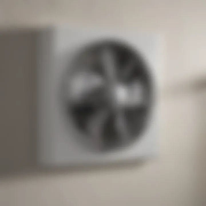 Close-up view of key features of wall mount bath exhaust fans