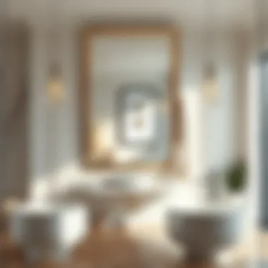 Elegant floating mirror reflecting a contemporary bathroom design