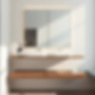 Close-up of a minimalist floating mirror with sleek lines