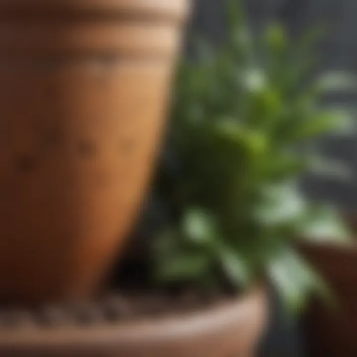 Close-up of drainage holes in a pot, crucial for plant health