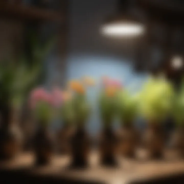 Comparative display of bulb types for indoor gardening