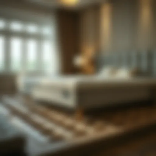 Foam mattress resting on a slatted bed base