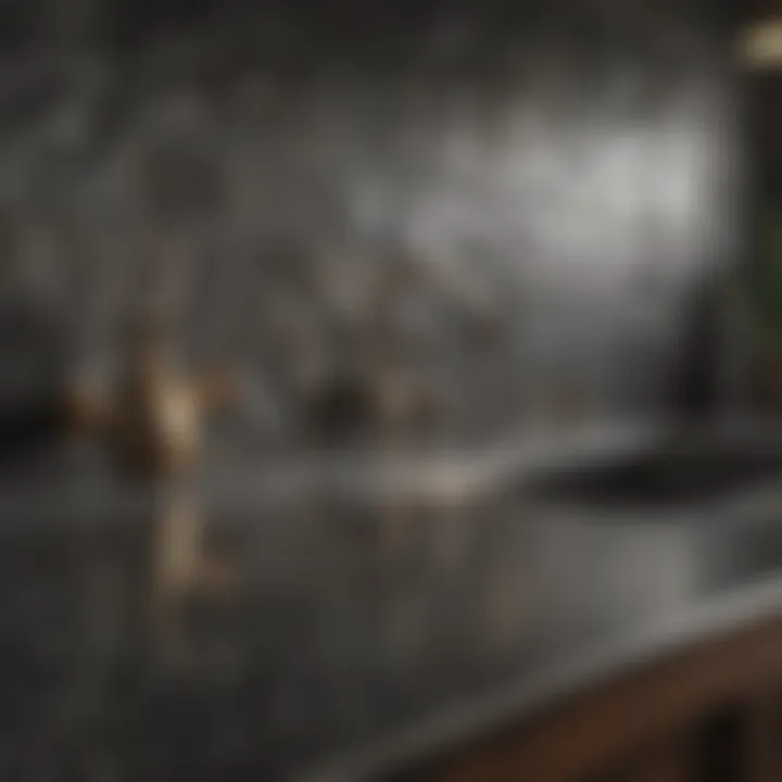 Granite tiles used in a chic kitchen backsplash design