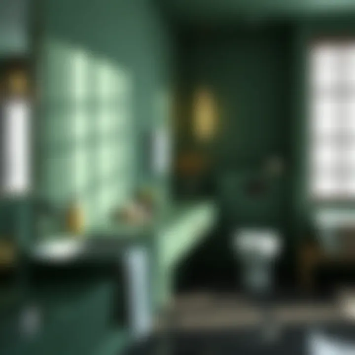 Aesthetic harmony of green countertop with modern fixtures