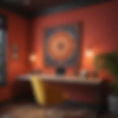 A vibrant color scheme with motivational quotes on the wall