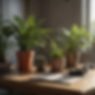 Variety of indoor plants on a stylish desk