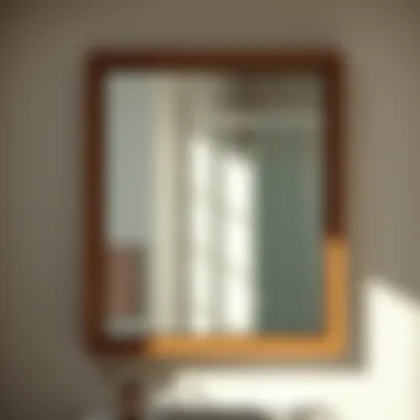 Wooden Frame Elegance Sleek wooden frame around a modern bathroom mirror
