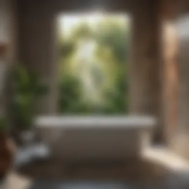 Spa-like bathtub environment with soothing colors and natural elements