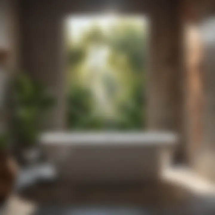 Spa-like bathtub environment with soothing colors and natural elements