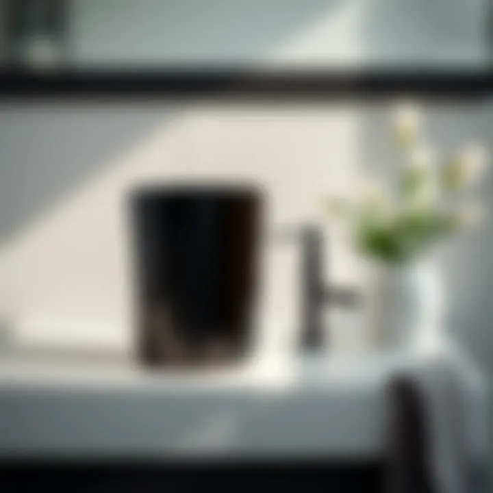 Sleek Wastebasket for a Polished Look Contemporary Kassatex Ducale black wastebasket