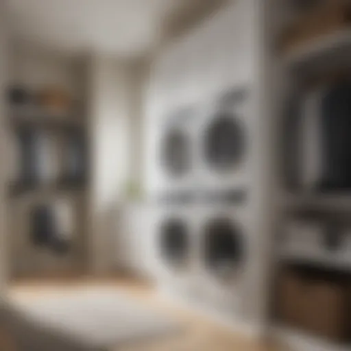 Elegant closet with organized laundry baskets