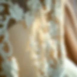 Close-up of delicate lace on a wedding dress