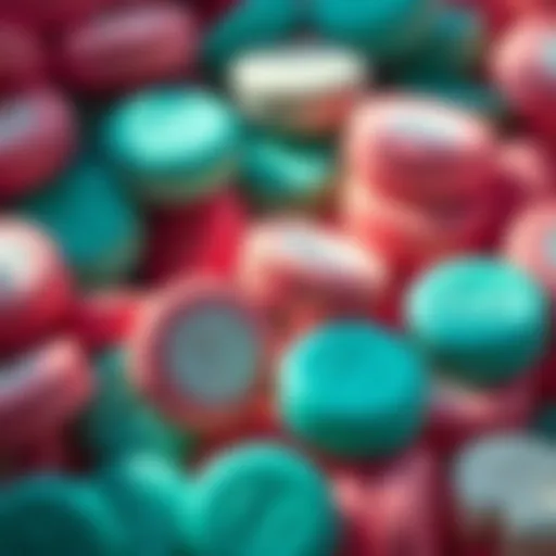 A close-up view of vibrant laundry detergent tabs arranged aesthetically