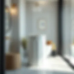 Stylish laundry trash can in modern bathroom