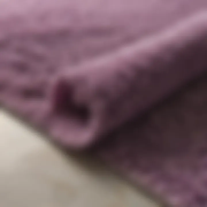 Close-up of light purple rug material showcasing quality