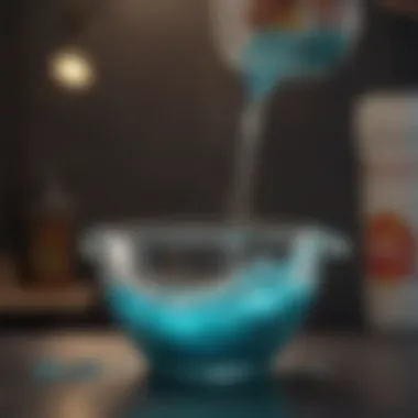 Liquid detergent pouring into a measuring cup, highlighting its consistency