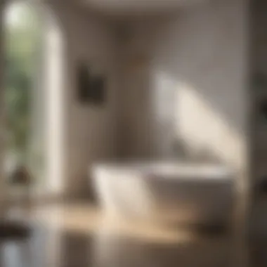 Indulgent Retreat: Luxurious Bath Setting Luxurious bathroom setting featuring a bathtub with wine holder.