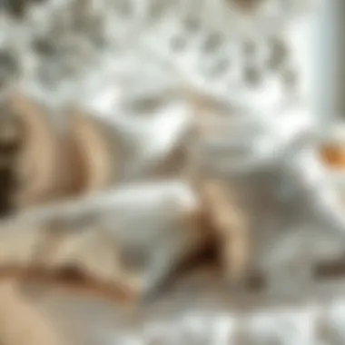 Luxurious silver bedding complemented by shimmering crystal accessories