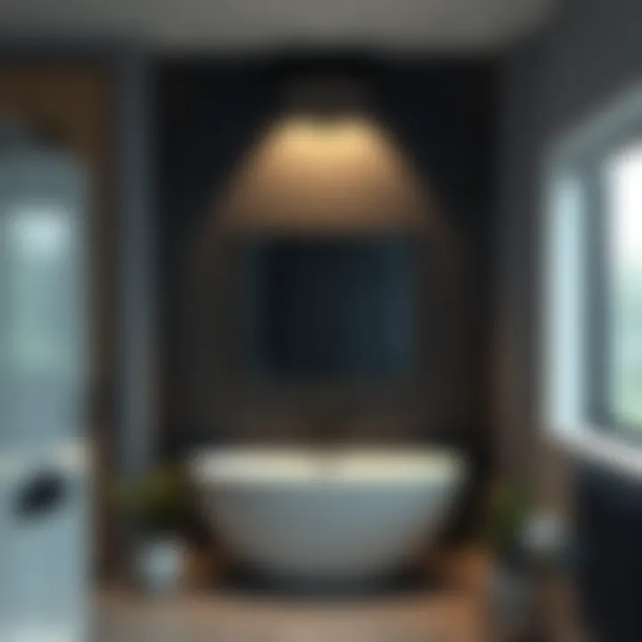 Enhanced Bathroom Aesthetics Modern bathroom featuring a matte black exhaust fan illuminating the space