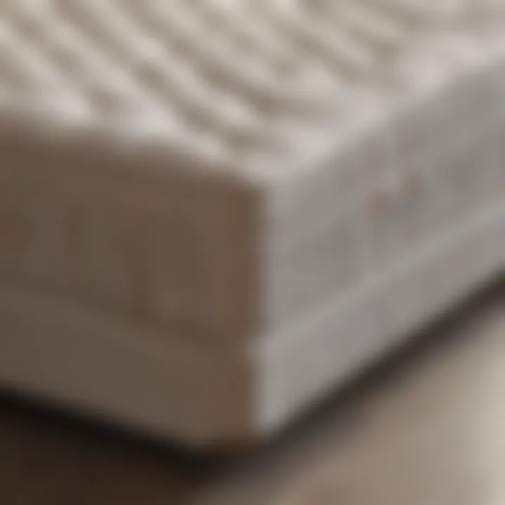 Close-up of a high-quality mattress displaying its unique materials and construction