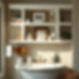 Elegant bathroom shelf showcasing decorative storage solutions