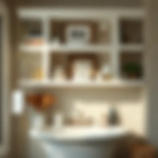 Stylish Shelving for Organized Elegance Elegant bathroom shelf showcasing decorative storage solutions