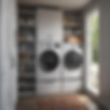 Innovative shelving design between washer and dryer