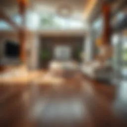 Luxurious hardwood flooring in a contemporary living room