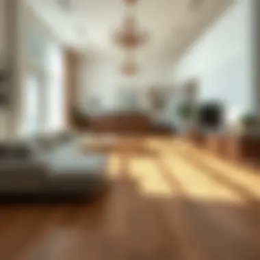 Sleek Vinyl Flooring Sleek vinyl flooring in a minimalist open-concept living space