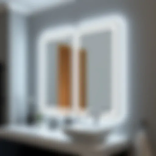 Sleek Design: Modern Mirror with Integrated Lighting Elegant modern bathroom mirror with integrated lighting