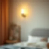 Sleek modern wall lamp illuminating a cozy bedroom corner