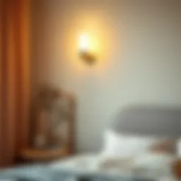 Sleek modern wall lamp illuminating a cozy bedroom corner