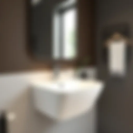Sleek narrow wall mount bathroom sink with contemporary faucet