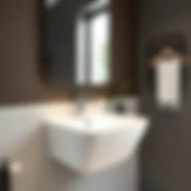 Modern Elegance: Narrow Wall Mount Bathroom Sink Sleek narrow wall mount bathroom sink with contemporary faucet