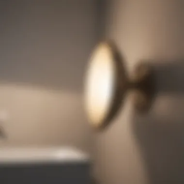 Close-up of color temperature settings on a bathroom light fixture