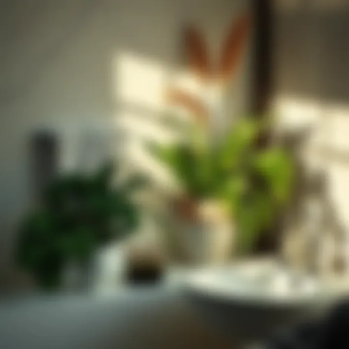Elegant Plant Arrangement Elegant plant arrangement enhancing bathroom decor