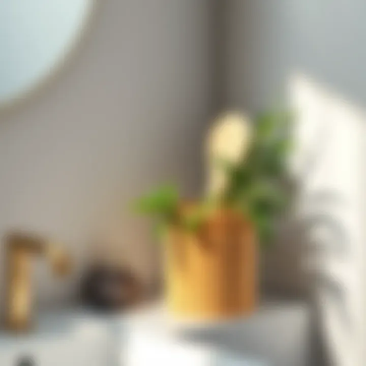 Bamboo Brush Holder with Greenery Stylish bamboo brush holder integrated with lush greenery
