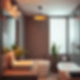 A sleek radiant heat lamp elegantly mounted in a modern bathroom