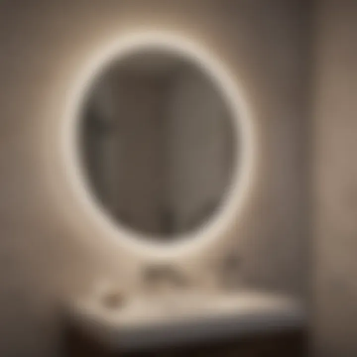 Elegant round LED bathroom mirror with ambient backlighting