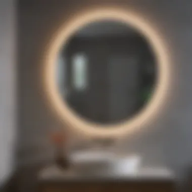 Stylish installation of a round LED bathroom mirror in a modern setting