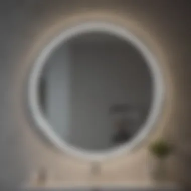 Close-up of a round LED mirror showcasing advanced technology